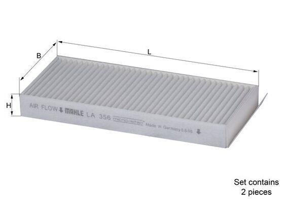 Filtre d'habitacle (Filtre à pollen) KNECHT FILTER 70366157 - ref. LA 356/S