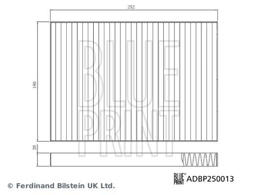 Filtre d'habitacle (Filtre à pollen) Blue Print ref. ADBP250013
