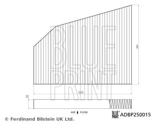 Filtre d'habitacle (Filtre à pollen) Blue Print  ref. ADBP250015