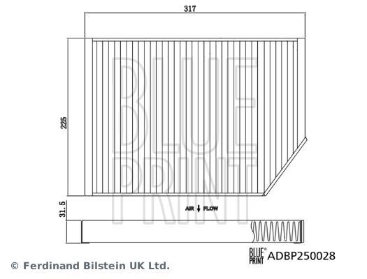 Filtre d'habitacle (Filtre à pollen) Blue Print ref. ADBP250028