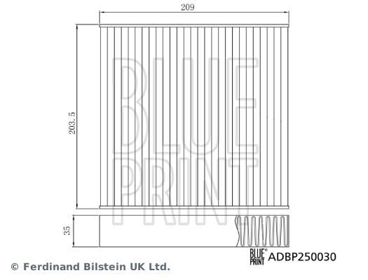 Filtre d'habitacle (Filtre à pollen) Blue Print ref. ADBP250030