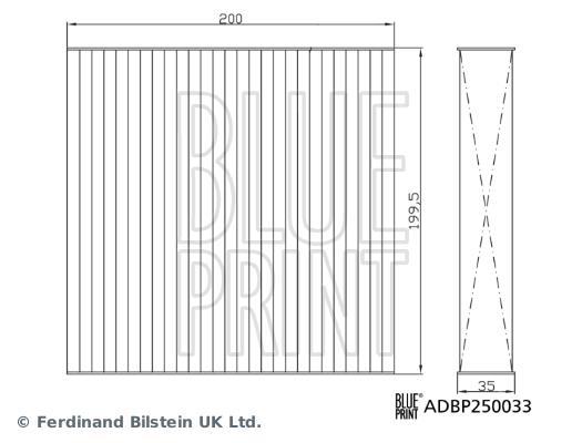 Filtre d'habitacle (Filtre à pollen) Blue Print ref. ADBP250033