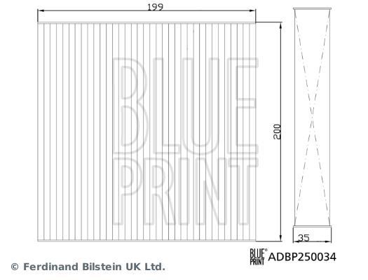 Filtre d'habitacle (Filtre à pollen) Blue Print ref. ADBP250034