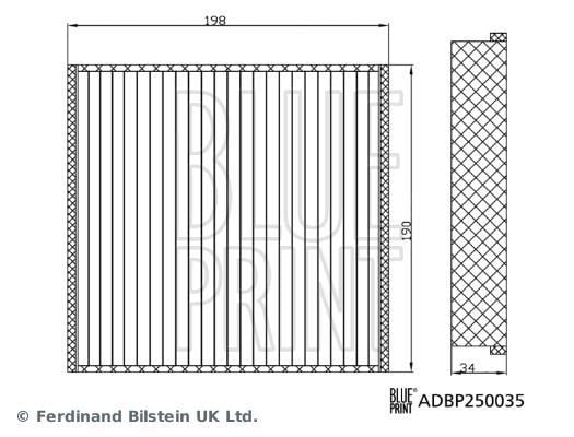 Filtre d'habitacle (Filtre à pollen) Blue Print  ref. ADBP250035