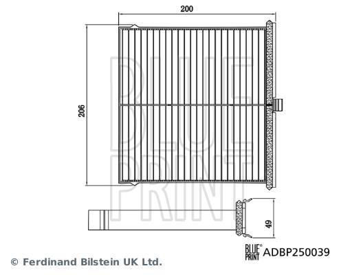 Filtre d'habitacle (Filtre à pollen) Blue Print  ref. ADBP250039