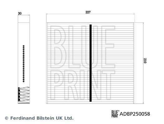 Filtre d'habitacle (Filtre à pollen) Blue Print ref. ADBP250058