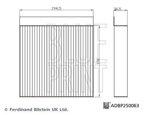 Filtre d'habitacle (Filtre à pollen) Blue Print ref. ADBP250063