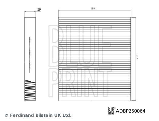 Filtre d'habitacle (Filtre à pollen) Blue Print  ref. ADBP250064