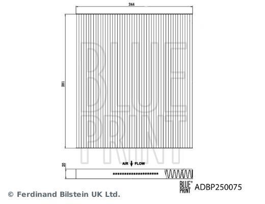 Filtre d'habitacle (Filtre à pollen) Blue Print  ref. ADBP250075