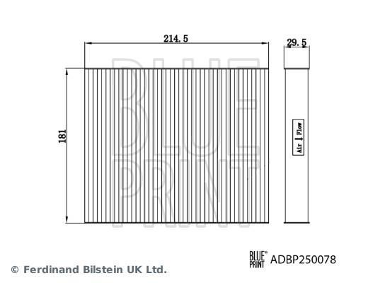 Filtre d'habitacle (Filtre à pollen) Blue Print  ref. ADBP250078