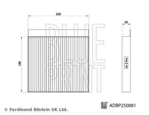 Filtre d'habitacle (Filtre à pollen) Blue Print ref. ADBP250081