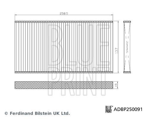 Kit de filtres, air d'habitacle (Filtre à pollen) Blue Print ref. ADBP250091