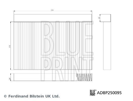 Filtre d'habitacle (Filtre à pollen) Blue Print  ref. ADBP250095