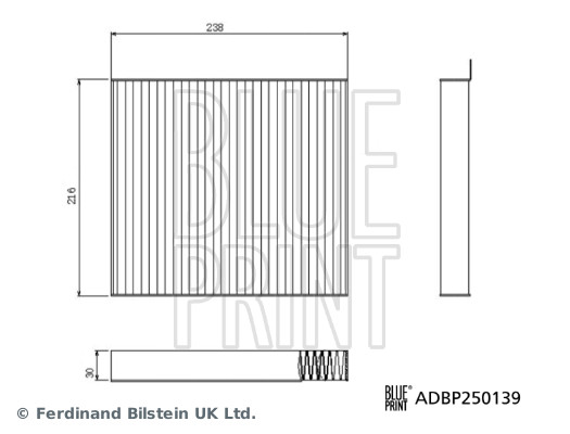 Filtre d'habitacle (Filtre à pollen) Blue Print  ref. ADBP250139