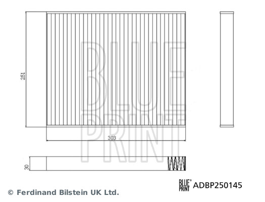Filtre d'habitacle (Filtre à pollen) Blue Print  ref. ADBP250145