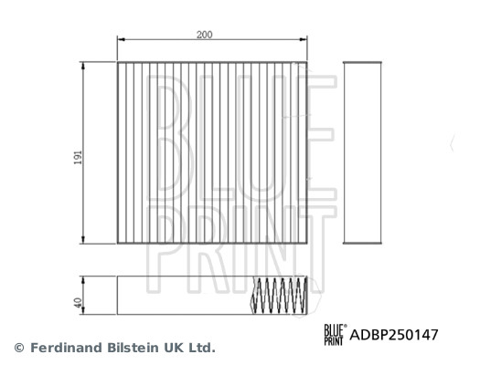 Filtre d'habitacle (Filtre à pollen) Blue Print  ref. ADBP250147