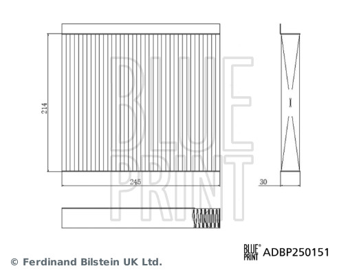 Filtre d'habitacle (Filtre à pollen) Blue Print  ref. ADBP250151