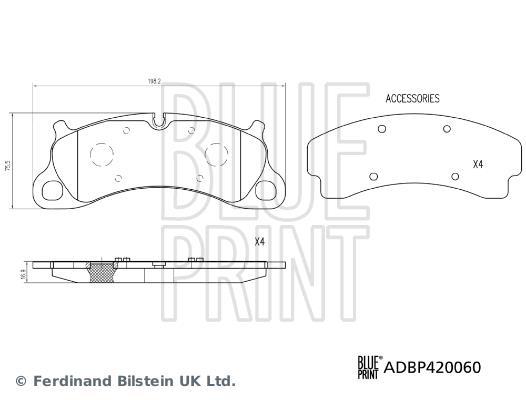 Jeu de 4 plaquettes de frein Blue Print ref. ADBP420060