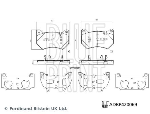 Jeu de 4 plaquettes de frein Blue Print ref. ADBP420069