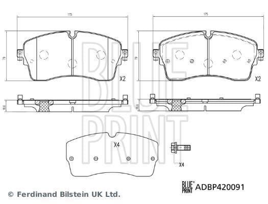 Jeu de 4 plaquettes de frein Blue Print ref. ADBP420091