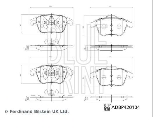Jeu de 4 plaquettes de frein Blue Print ref. ADBP420104