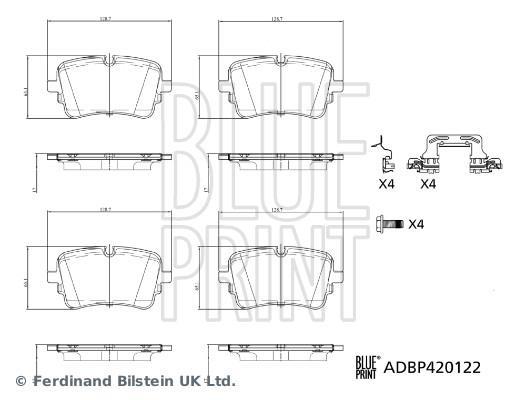 Jeu de 4 plaquettes de frein Blue Print ref. ADBP420122