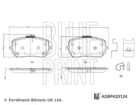 Jogo de 4 pastilhas de travão Blue Print ref. ADBP420124