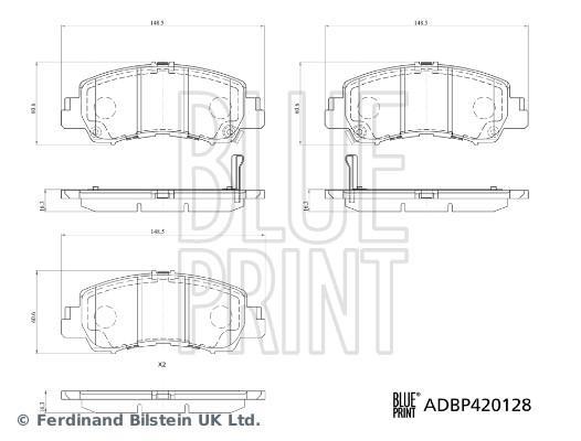Jogo de 4 pastilhas de travão Blue Print ref. ADBP420128