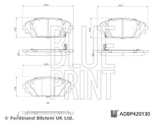 Jogo de 4 pastilhas de travão Blue Print ref. ADBP420130