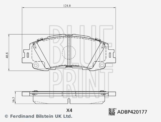 Jogo de 4 pastilhas de travão Blue Print ref. ADBP420177