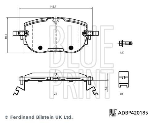 Jogo de 4 pastilhas de travão Blue Print ref. ADBP420185