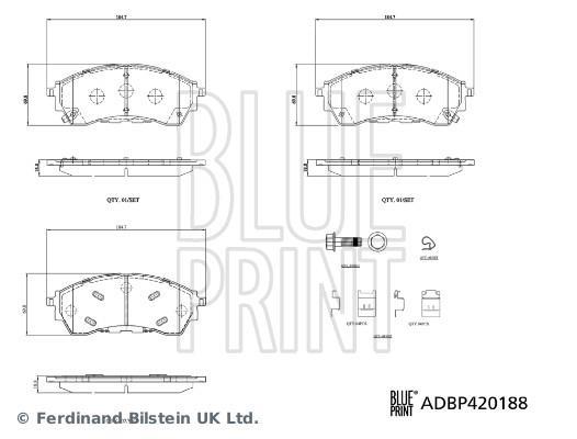 Jogo de 4 pastilhas de travão Blue Print ref. ADBP420188