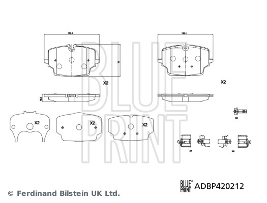 Jeu de 4 plaquettes de frein Blue Print ADBP420212