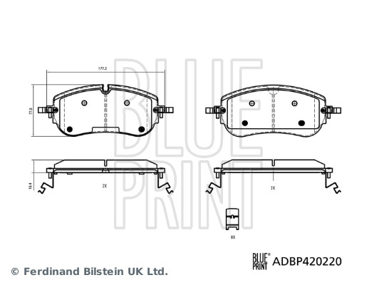 Jogo de 4 pastilhas de travão Blue Print ADBP420220