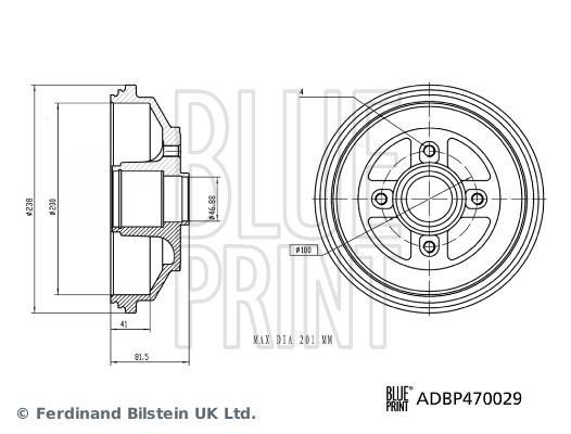 Tambour de frein Blue Print ref. ADBP470029