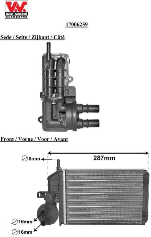 Radiador de calefacción VAN WEZEL ref. 17006259