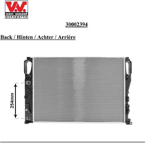 Radiateur moteur (Radiateur de refroidissement) VAN WEZEL 30002394