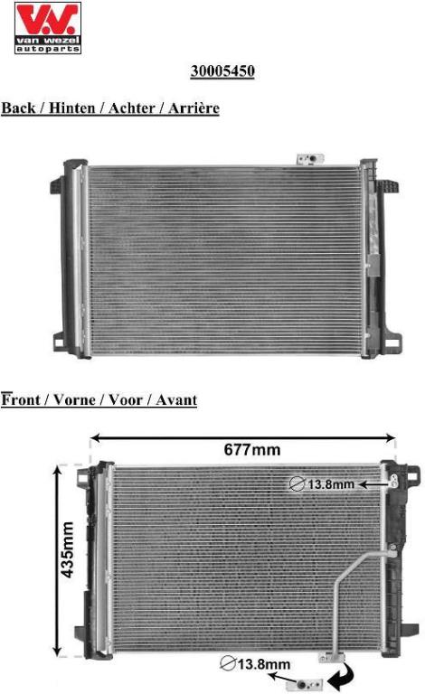 Condensador, aire acondicionado VAN WEZEL ref. 30005450