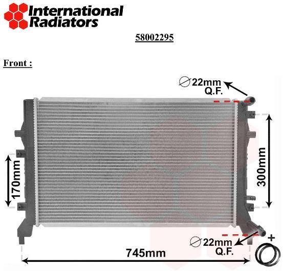 Radiateur moteur (Radiateur de refroidissement) VAN WEZEL ref. 58002295