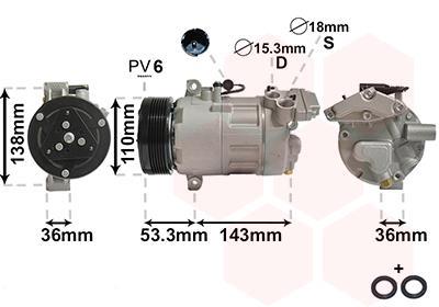 Compresor, aire acondicionado VAN WEZEL ref. 0600K321