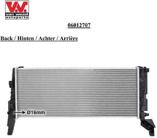 Radiador motor VAN WEZEL ref. 06012707