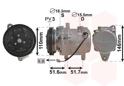 Compresseur, climatisation VAN WEZEL 2901K157