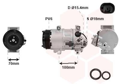 Compresseur, climatisation VAN WEZEL 3000K576
