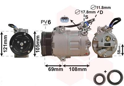 Compresseur, climatisation VAN WEZEL 3700K438