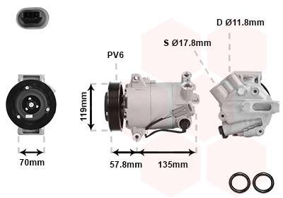 Compresseur, climatisation VAN WEZEL ref. 3700K496