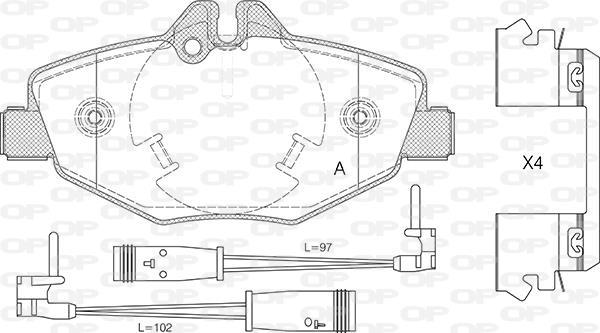 Jeu de 4 plaquettes de frein OPEN PARTS BPA0990.02