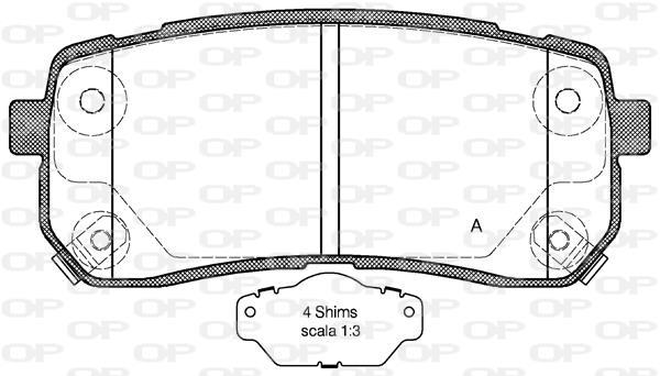 Jeu de 4 plaquettes de frein OPEN PARTS BPA1288.02