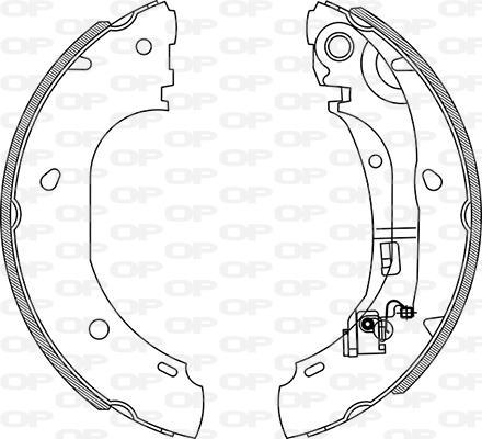 Jeu de 4 mâchoires de frein (Garniture de frein à tambour) OPEN PARTS ref. BSA2086.00