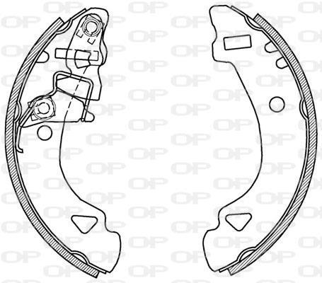 Jeu de 4 mâchoires de frein (Garniture de frein à tambour) OPEN PARTS ref. BSA2132.00