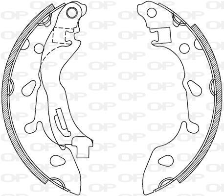 Jeu de 4 mâchoires de frein (Garniture de frein à tambour) OPEN PARTS ref. BSA2235.00